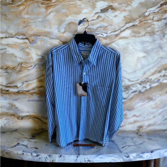 US Expedition Size Large Striped Cotton Long Sleeve Button Up Shirt Nwt - Picture 2 of 16